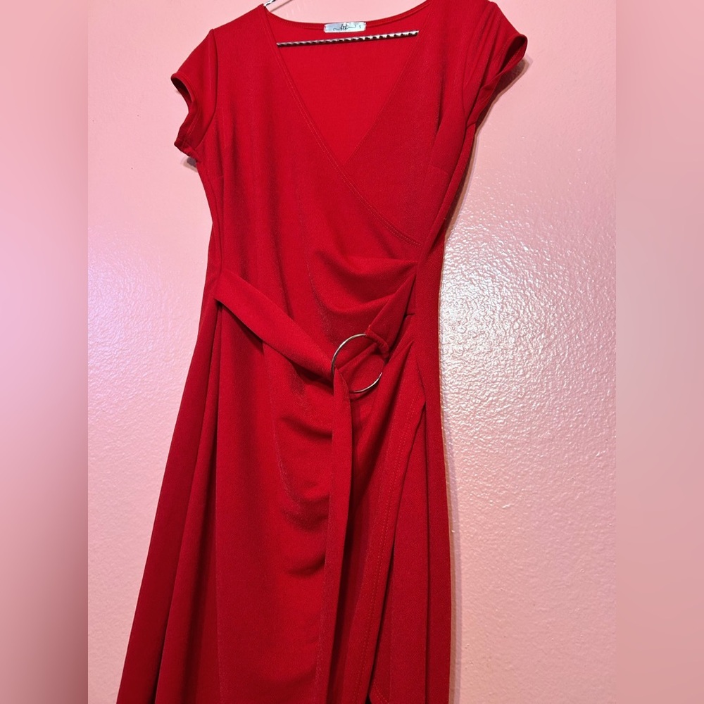 Elegant Red Wrap Dress